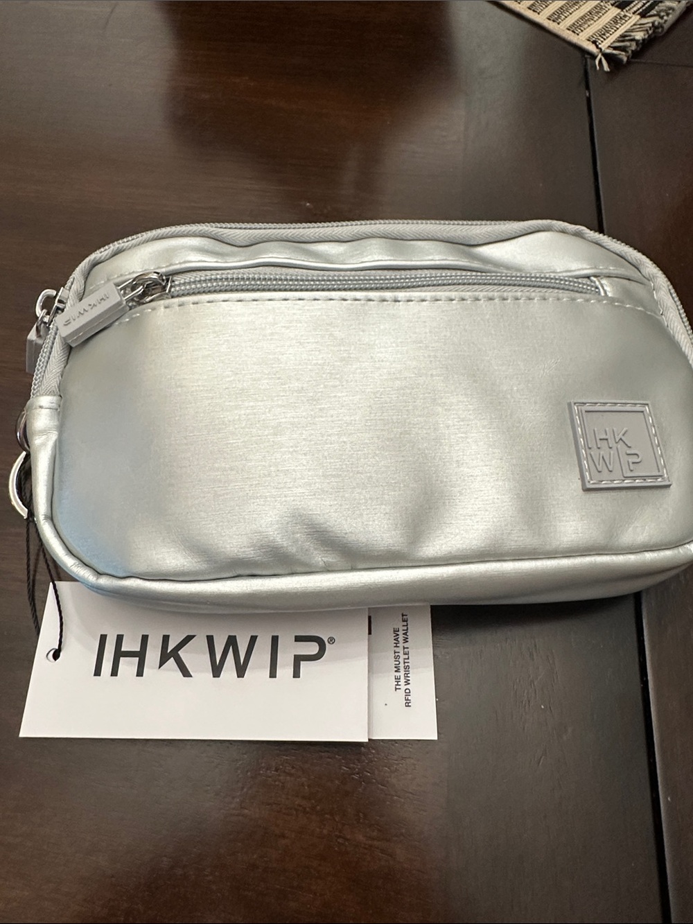 IHKWIP Metallic Silver RFID Wristlet Wallet